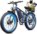 6000W Electric Bike for Adults,60V 1200WH 45MPH Dual Motor Mountain Ebike Up to100 Miles Long Range Electric Bicycle 24' Fat Tire Fast Bicycle for Men Women Full Suspension Brake/Turn Signal