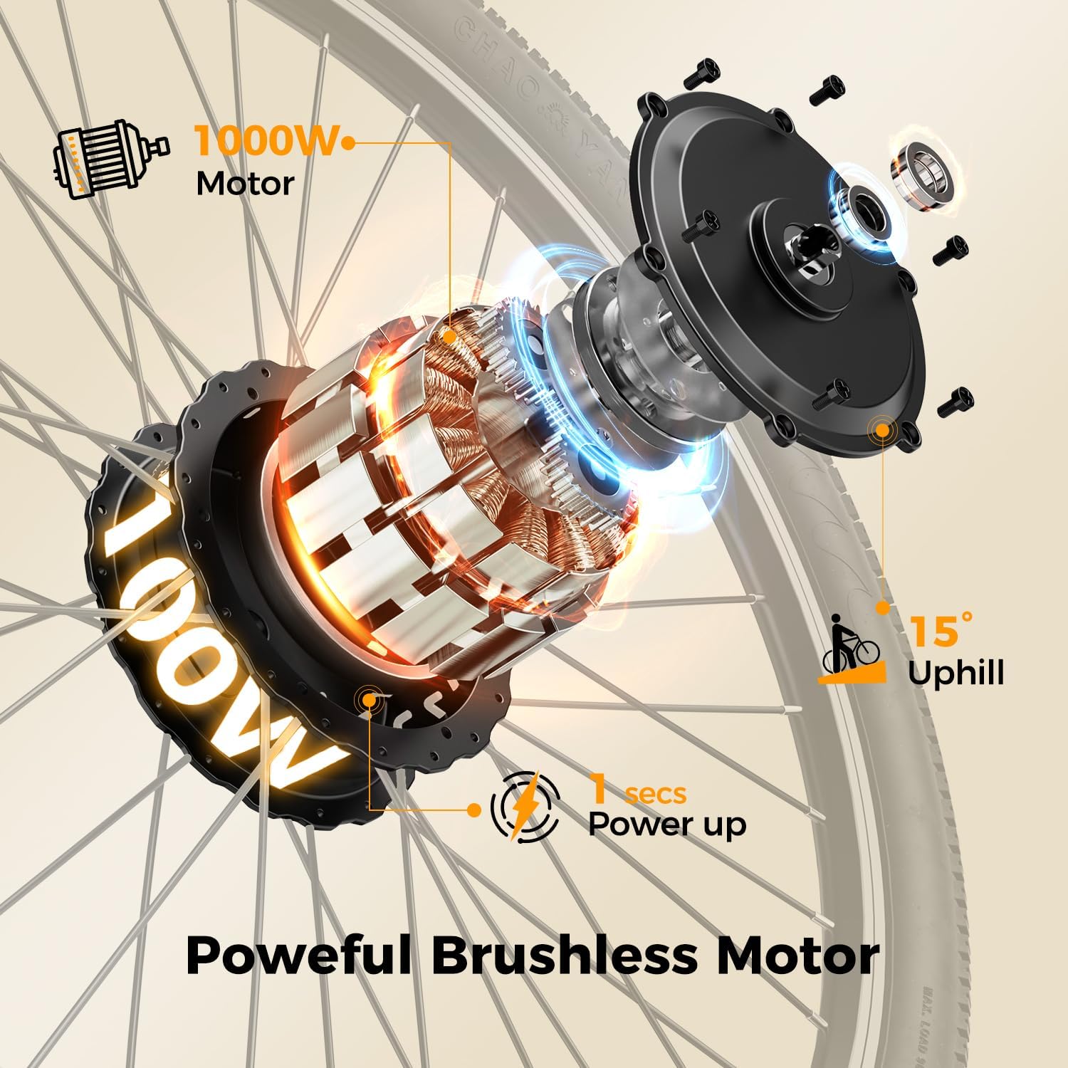 Jasion EB5 Electric Bike for Adults with 1000W Peak Motor,Removable Battery Commuting Electric Mountain Bike,Up to 40Miles,7-Speed and Front Fork Suspension Ebike