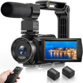 FJFJOPK 5K Video Camera Camcorder, 10X Optical Zoom 48MP UHD 30FPS Vlogging Camera for YouTube, Photography Recorder Camera with 270° 3' Rotation Screen, Microphone, Stabilizer, Remote Control