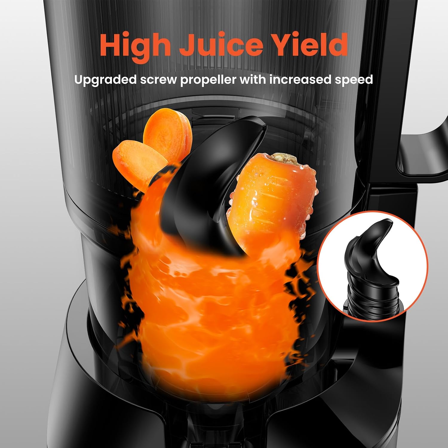 Cold Press Juicer, JoyBear Slow Masticating Machines with 5.3' Extra Large Feed Chute Fit Whole Fruits Vegetables Easy Clean Self Feeding Effortless for Batch Juicing, High Juice Yield, BPA Free 200W