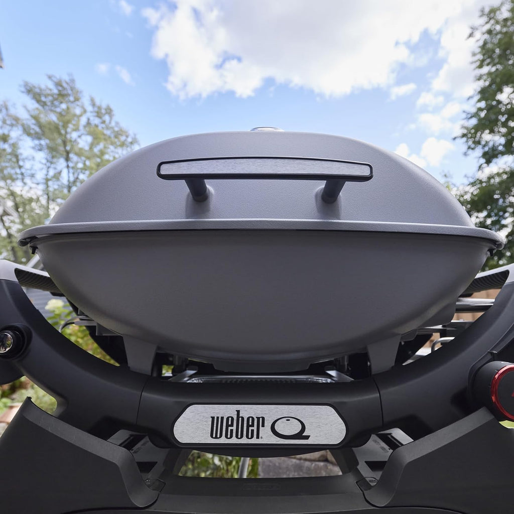 Weber Q 2800N+ Liquid Propane Portable Grill, Smoke Grey – Wide 250°–700°F Temp Range with Plus Burner for Searing, Low‑Temp Roasting & High-Dome Lid for Travel & Camping