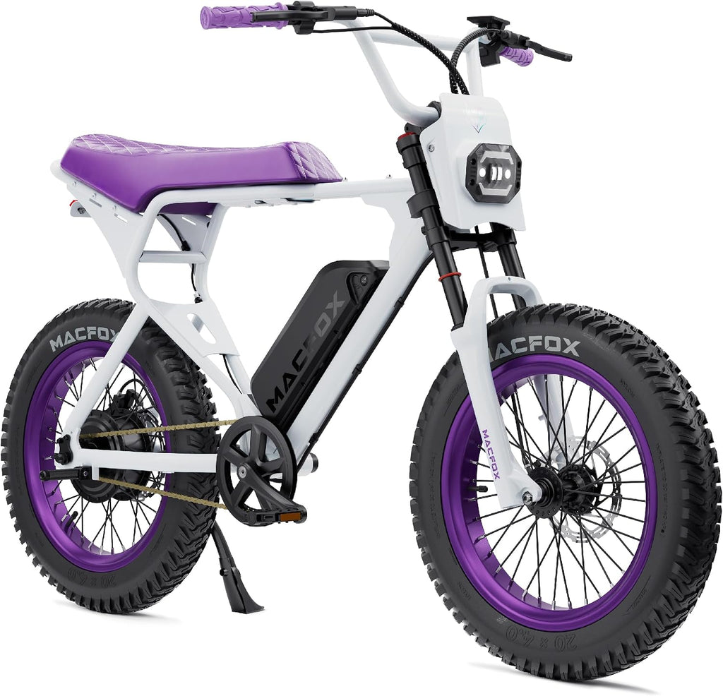 MACFOX X1S Electric Bike for Teens & Adults, UL Certified Class 2 Commuter Ebike, Street Legal Retro Fat Tire Cruiser, Safe 20MPH Campus Ride