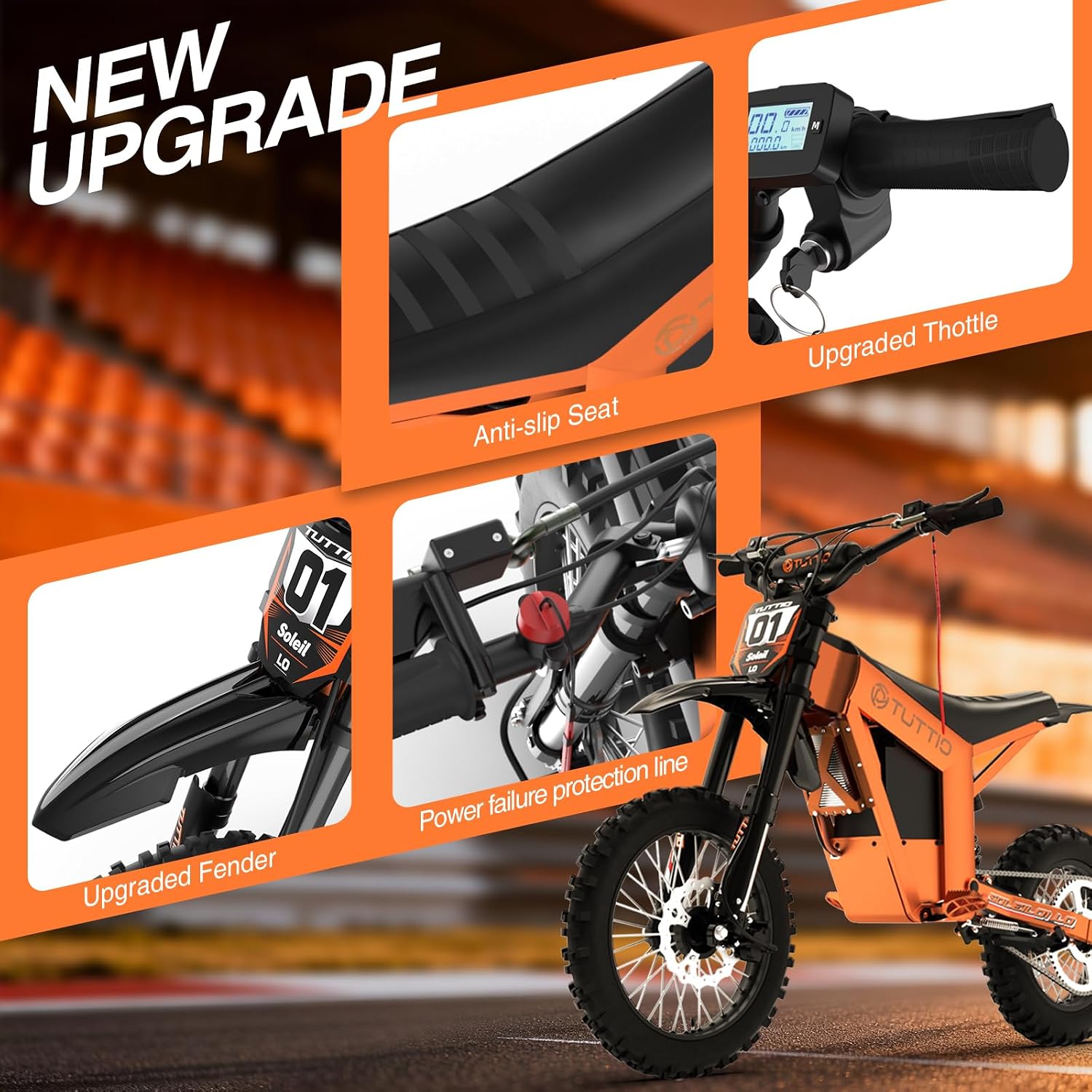 Tuttio Electric Dirt Bike Teens Adults 2000W/3000W 220NM 37MPH Electric Bike 48V 21AH Removable Battery with Hydraulic Brakes (21AH Dirt Bike)
