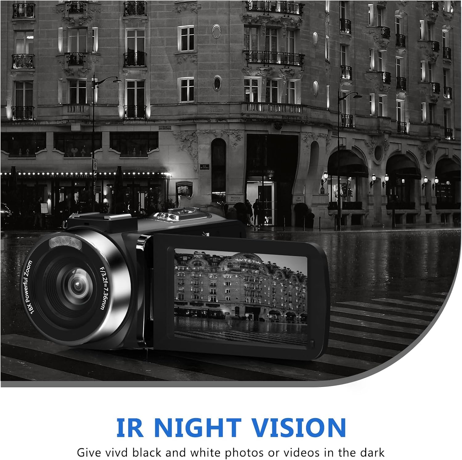 VETEK Video Camera 8k Camcorder 48MP UHD WiFi IR Night Vision Vlogging Camera for YouTube, 18X Digital Zoom 3.0' LCD Screen Digital Camera with Microphone, 32G SD Card, Remote Control and 2 Batteries