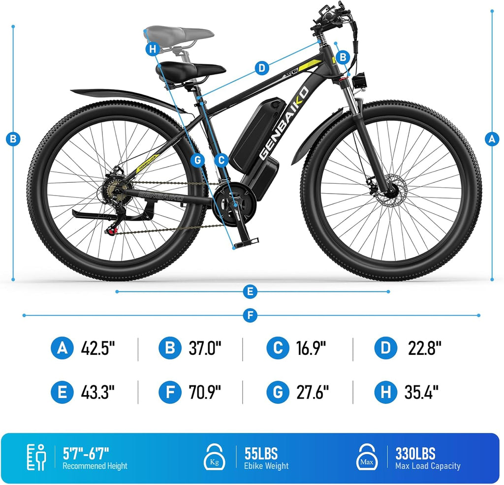 29' Electric Bike for Adults, Max 37MPH 2000W Peak 921.6WH Electric Mountain Bike, 80 Miles Ebike 21-Speed Gears, IP7 Waterproof E Bicycle E Bike for Commuter