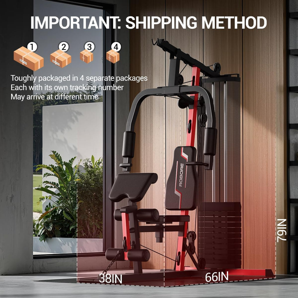 Home Gym System with 160LB Weight Stack, Multifunctional All-in-One Workout Station, Full Body Strength Training System