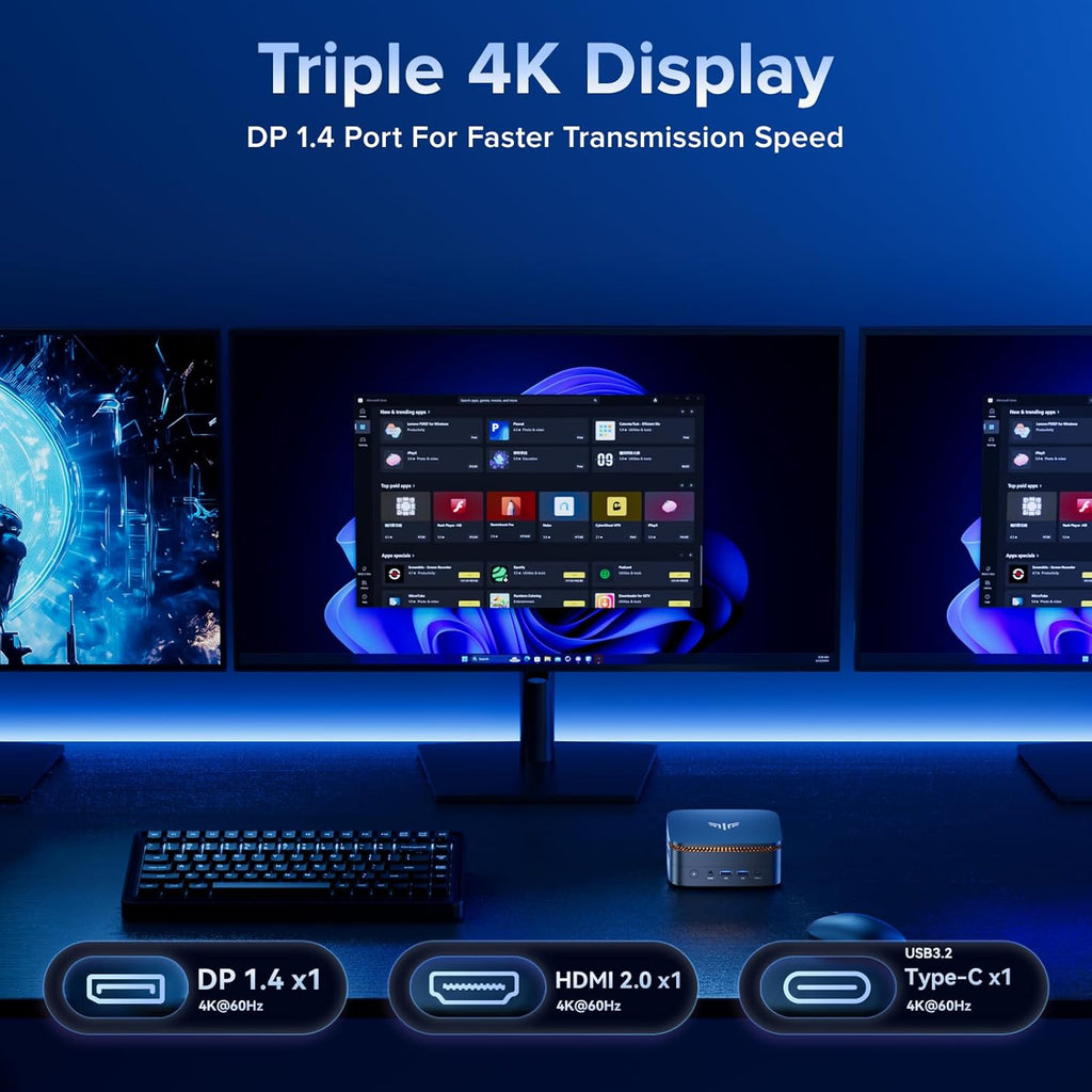 KAMRUI Pinova P1 Mini PC, W-11 Pro AMD Ryzen 4300U(Beat 3500U/N150/N95/10110U up to 3.7GHz), 16GB RAM 256GB SSD Mini Desktop Computer Support 4K HDMI+DP+Type-C, with Dual WiFi, Business Home Office