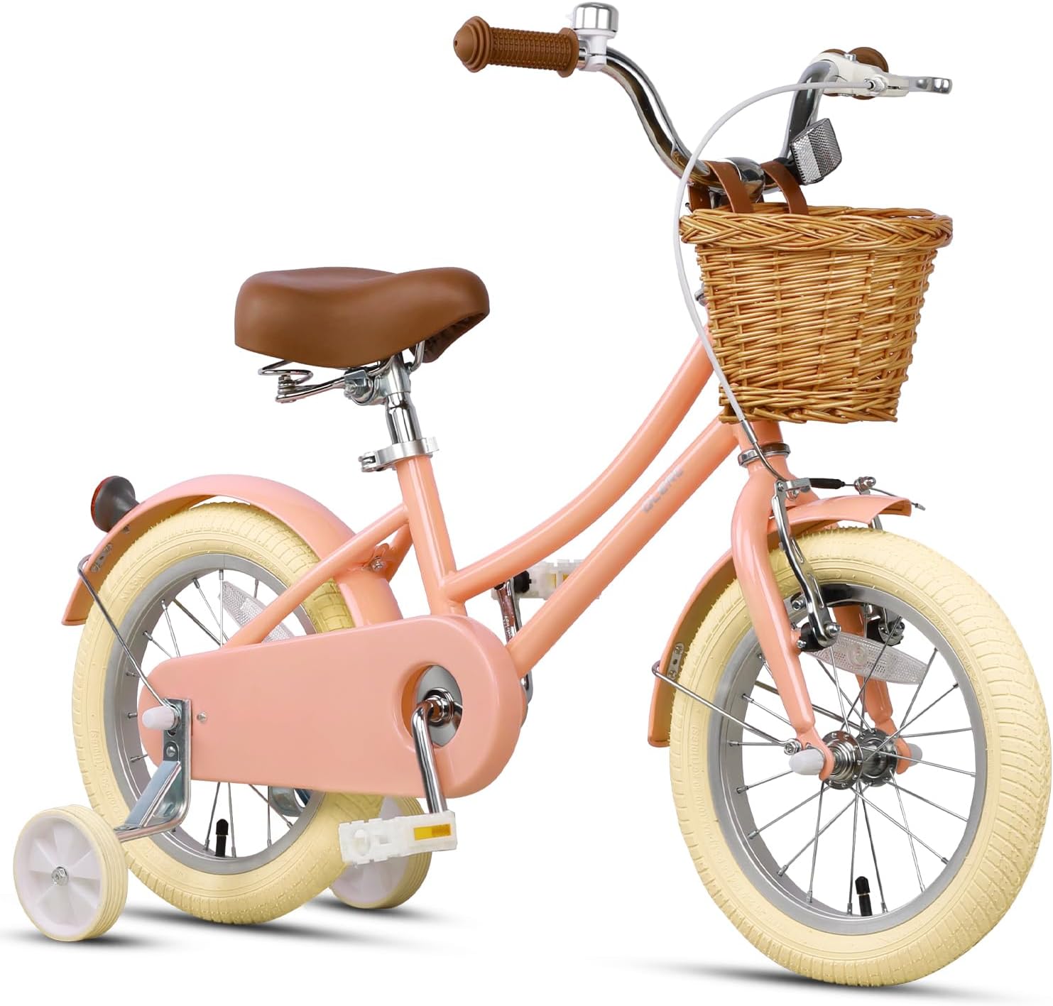 Glerc Little Molly 12-20 Inch Kids Retro Cruiser Bike for 2-13 Year Old with Wicker Basket & Training Wheels/Kickstand, Multiple Colors
