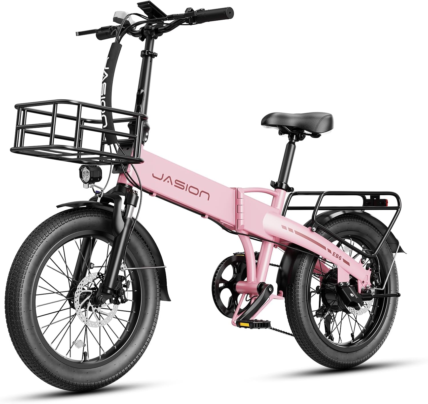 Jasion EB6 Foldable Electric Bike for Adults,【1200W Peak Motor, 25 MPH, 50 Miles Range】 20' Fat Tire Ebike with 48V Built-in Battery, Lightweight Aluminum Frame E Bike for Commuting, Off-Road, Travel