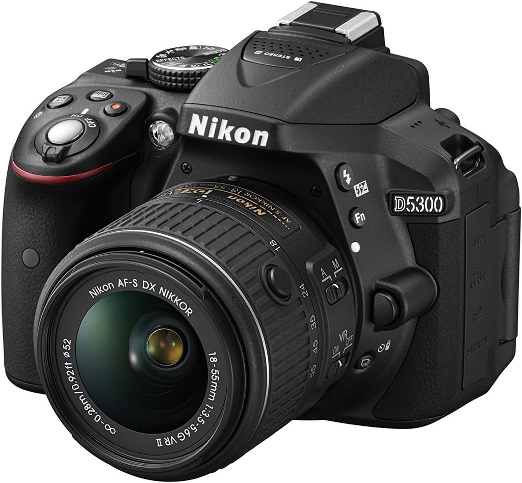 Nikon D5300 24.2 MP CMOS Digital SLR Camera with 18-55mm f/3.5-5.6G ED VR II Auto Focus-S DX NIKKOR Zoom Lens, Built-in WiFi and GPS - Black (Renewed)