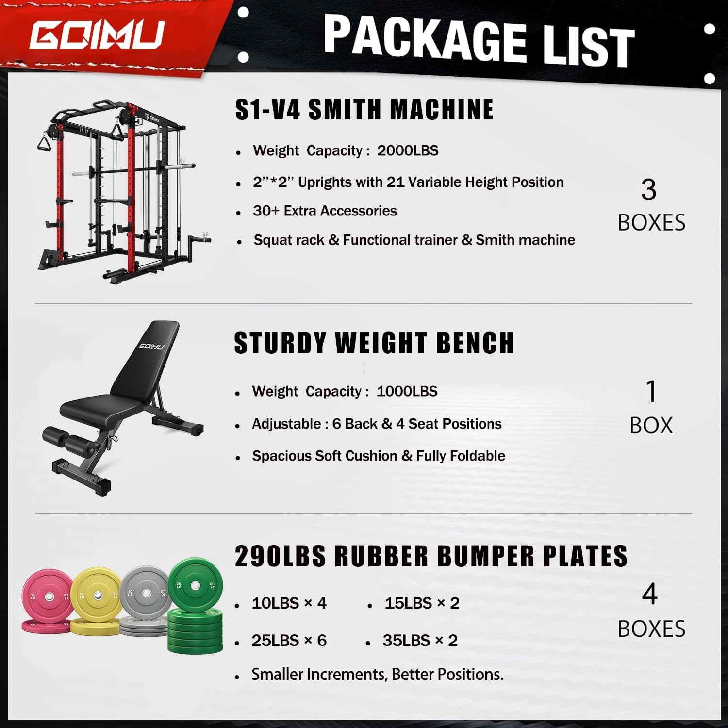 S1-V4 Smith Machine, 2000LBS Power Cage with Cable Crossover System, All-in-One Squat Rack with Smith Bar, Strength Training Equipment for Hone Gym