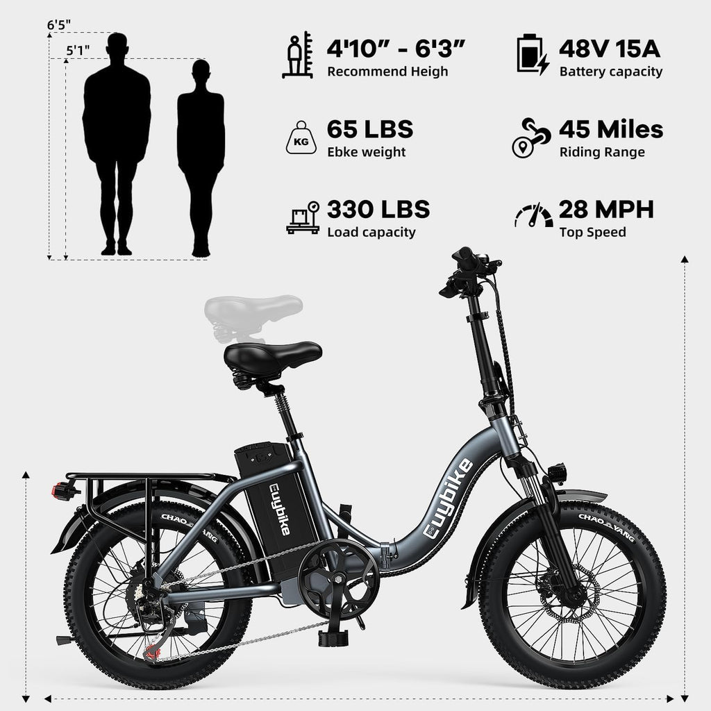 bluebiko 1000W Folding Electric Bike, 48V 20AH Removable Battery E Bike, 70 Miles Max Range, 20' Fat Tire Adults Electric Bike,7-Speed Ebike for City Commuting,Off-Roading,Mountain