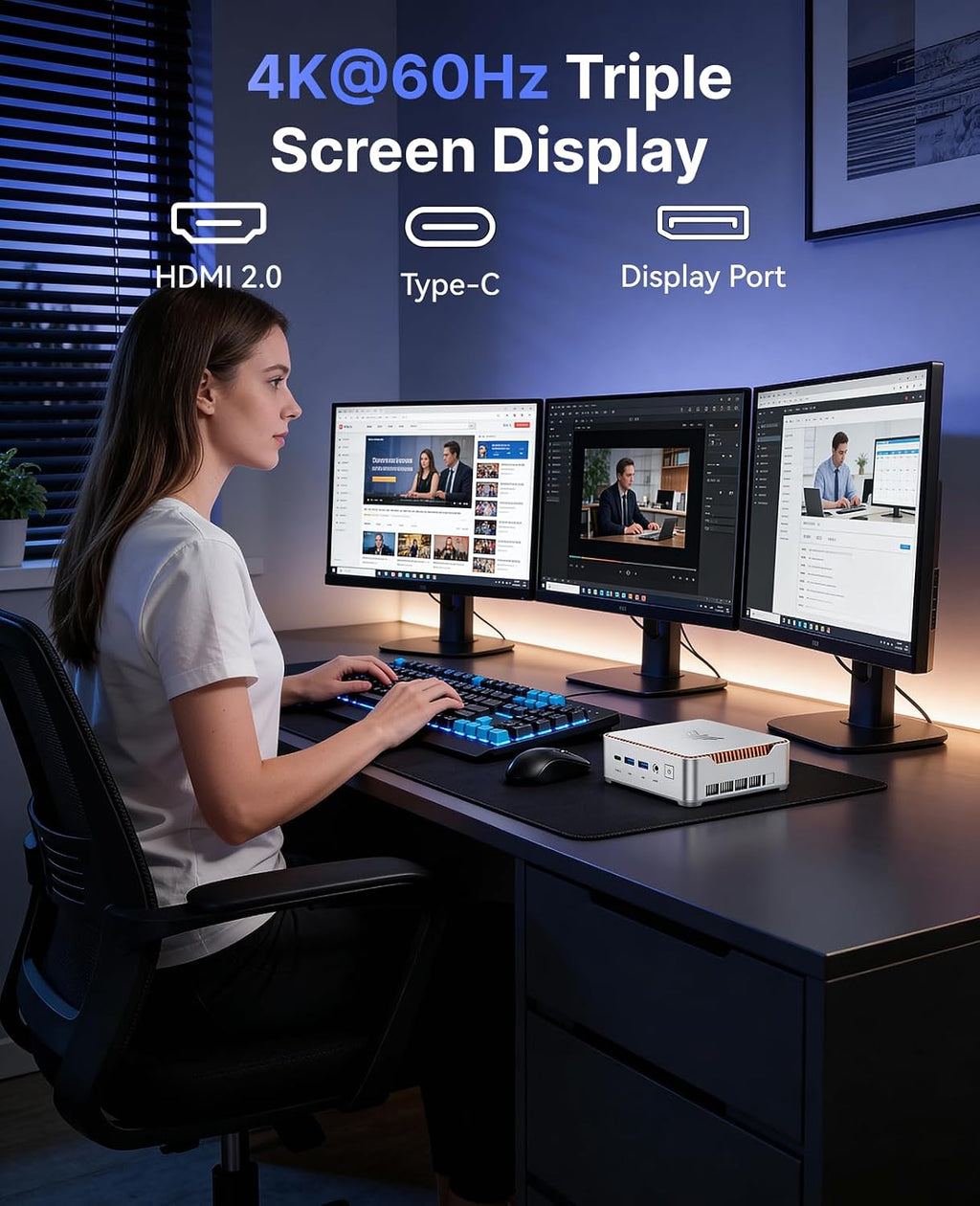KAMRUI Hyper H2 Small Gaming PC 14th Gen Intel Core i9-14900HX Micro PC(24C/32T, Up to 5.8GHz) 32GB DDR4(Expandable) 1TB SSD Small Desktop Computers, HDMI+DP+USB-C/Triple 4K Display/WiFi6E/BT5.2/VESA