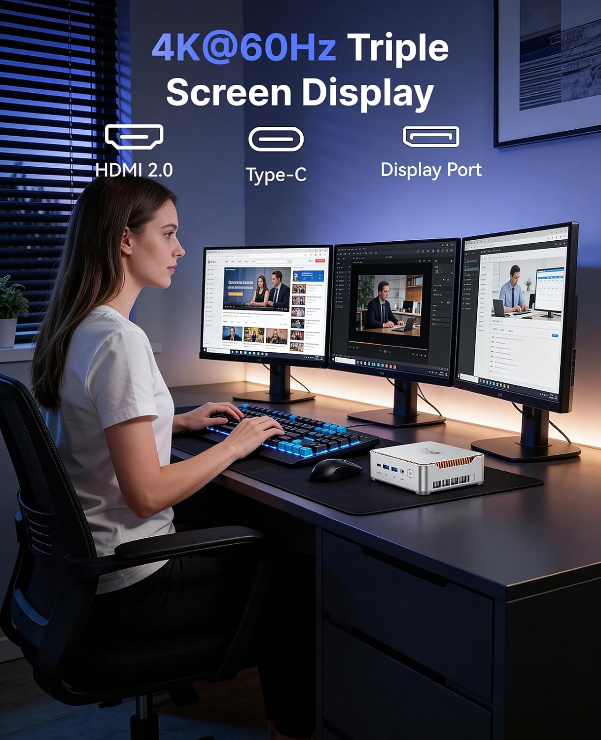 KAMRUI Hyper H2 Small Gaming PC 14th Gen Intel Core i9-14900HX Micro PC(24C/32T, Up to 5.8GHz) 32GB DDR4(Expandable) 1TB SSD Small Desktop Computers, HDMI+DP+USB-C/Triple 4K Display/WiFi6E/BT5.2/VESA