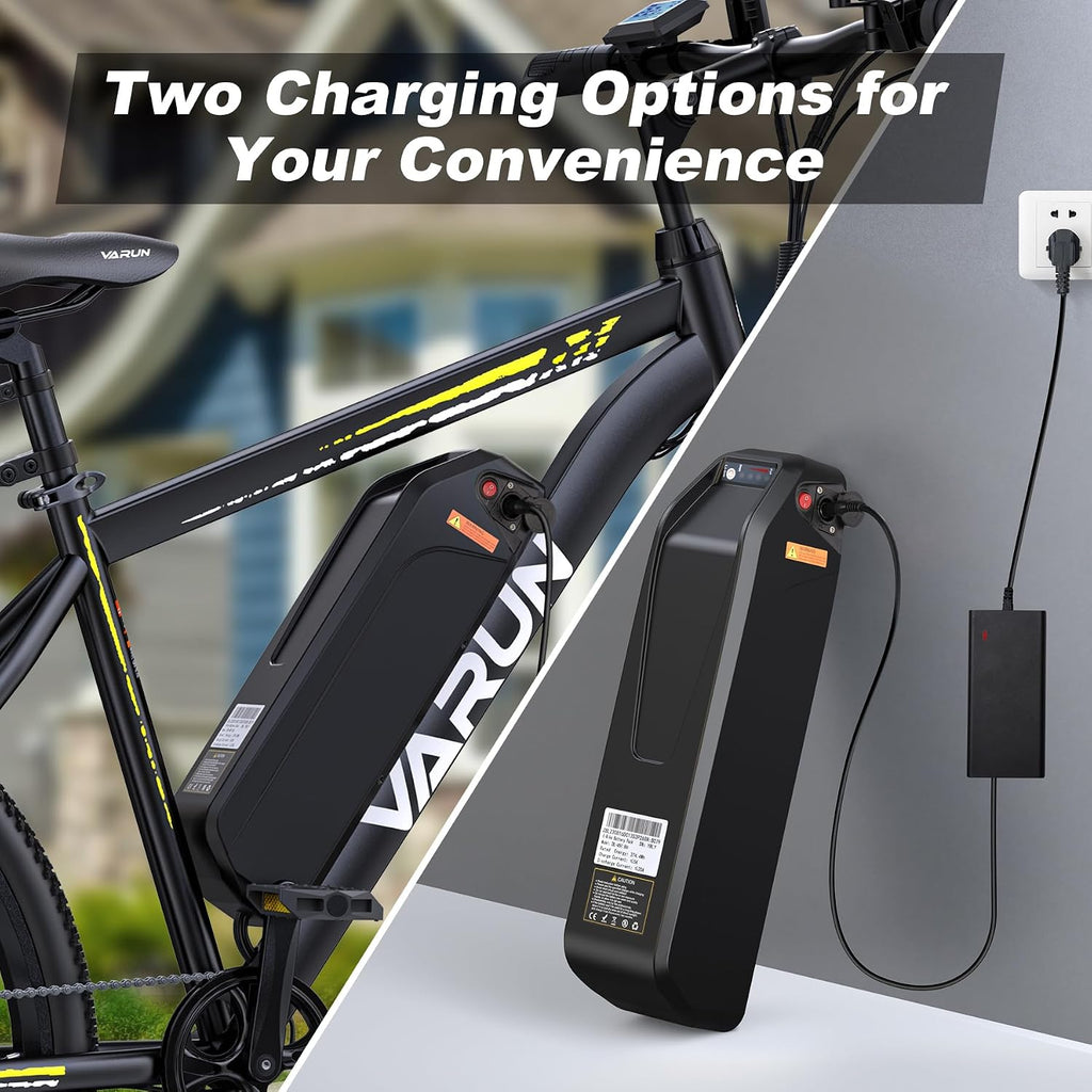 VARUN Electric Bike - 500W Peak Motor, 24/26' All-Terrain E-Bike, Up to 40 Miles & 20 MPH, Removable Battery, 7-Speed, Front Suspension, Dual Disc Brakes, with Free Accessory Pack