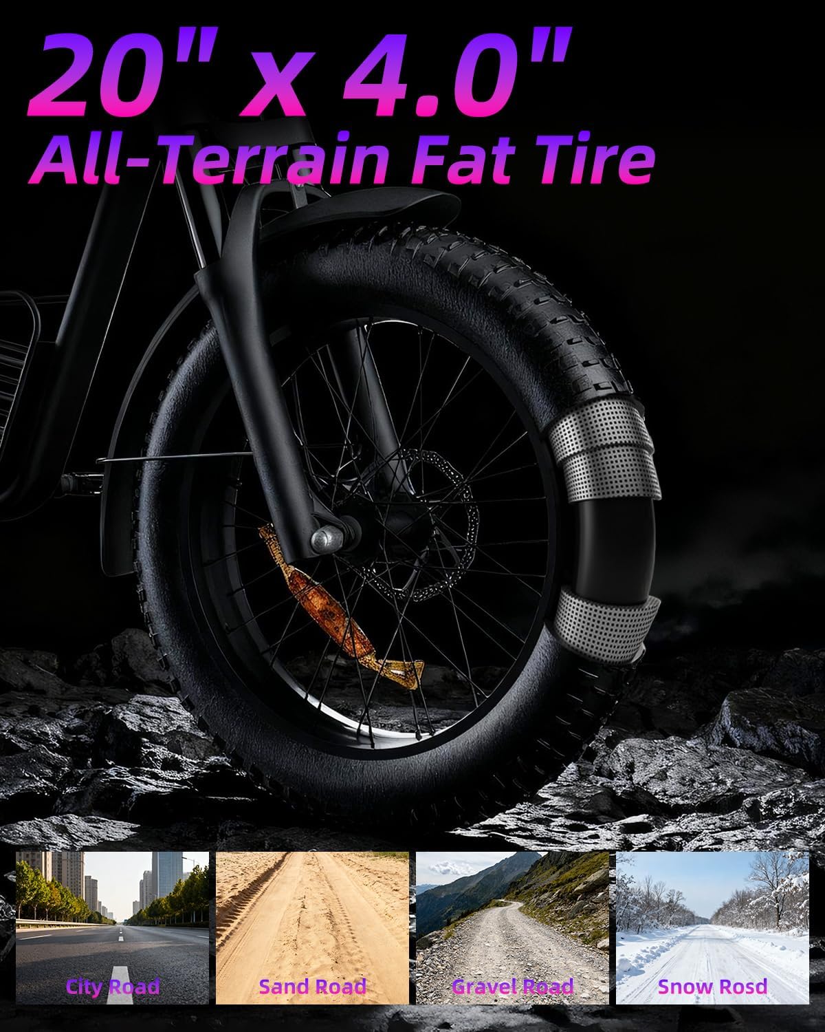 Electric Bike for Adults 1500W Peak Power, 20' Fat Tire All-Terrain E-Bike, 35MPH Top Speed 48V 18.9AH Lithium Battery, 31-60 Miles Range for Road Sand Mountain Snow
