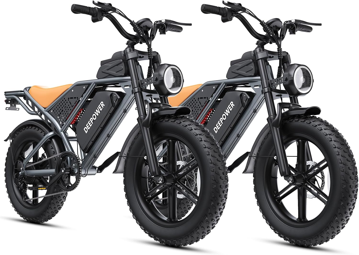 DEEPOWER Electric Bike for Adults,2000W Peak Motor&28MPH Electric Dirt Bike，48V 20AH/35AH/60AH Battery, 70-160 Max Miles,Dual Suspension Ebikes for Adults, 20' Fat Tire E Bike