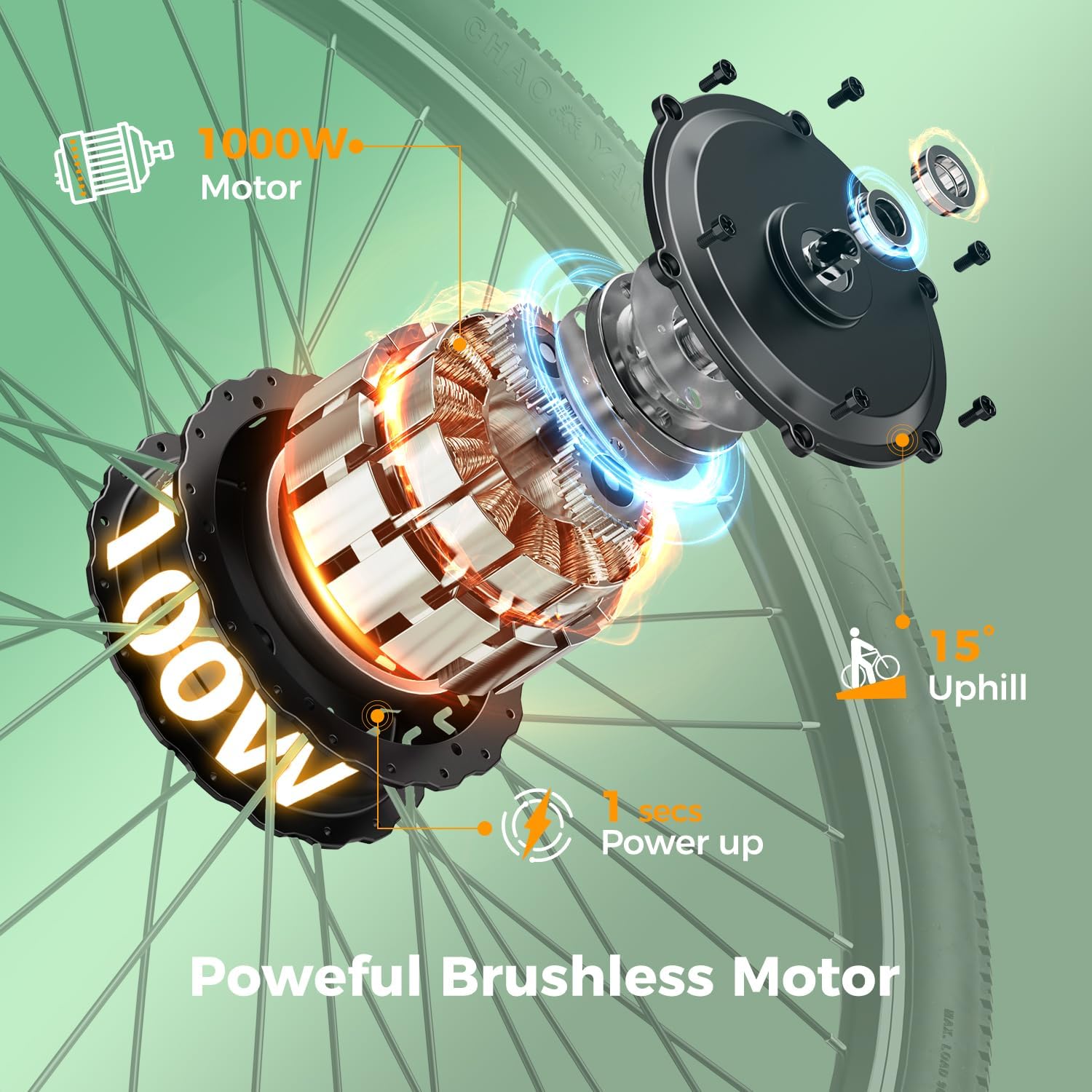 Jasion EB5 Electric Bike for Adults with 1000W Peak Motor,Removable Battery Commuting Electric Mountain Bike,Up to 40Miles,7-Speed and Front Fork Suspension Ebike