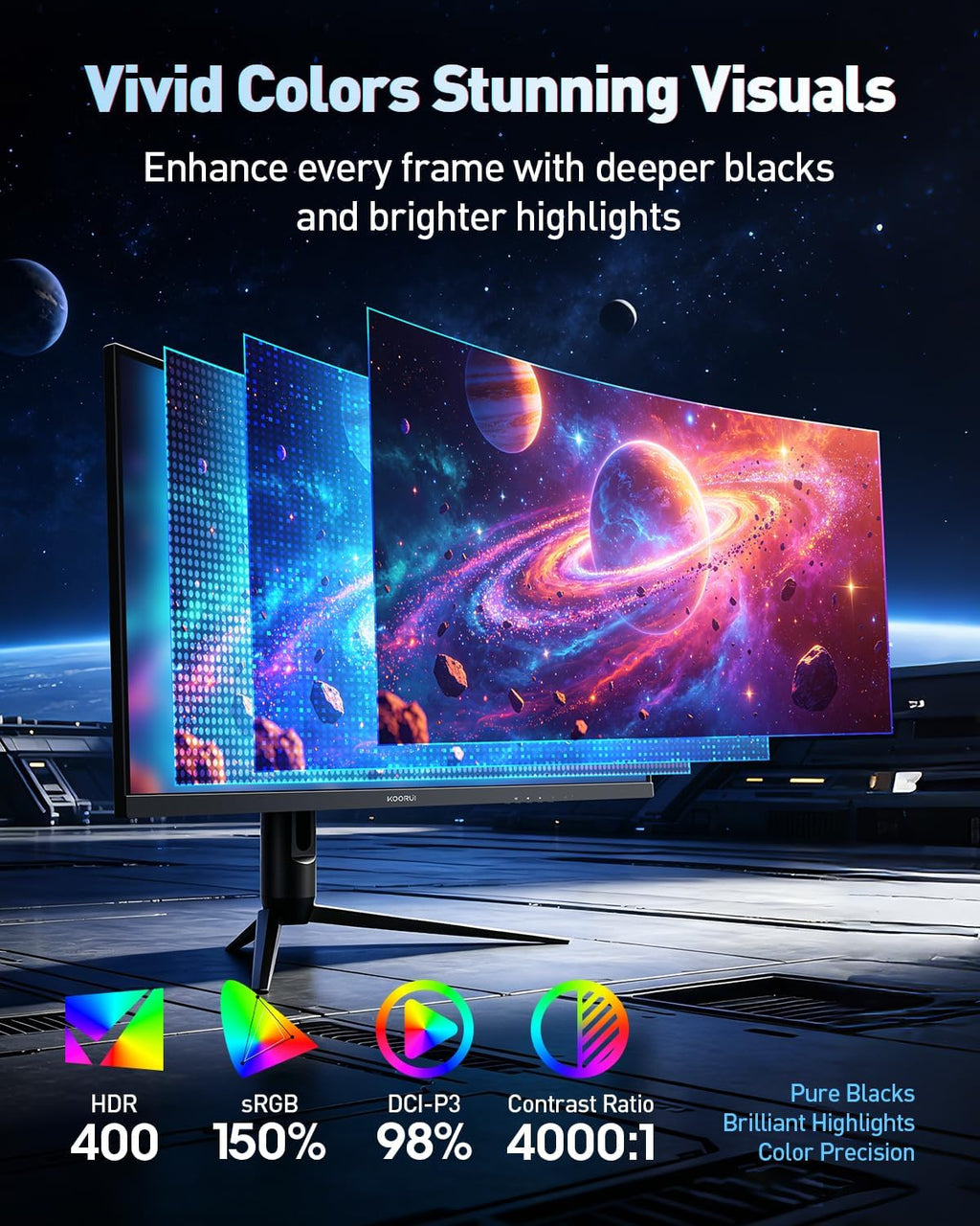 KOORUI 34' Ultrawide Curved Gaming Monitor, 240Hz, WQHD 3440×1440, 1500R Immersive Display, Adaptive Sync, 1ms, DIC-P3 98%, HDR400, HDMI 2.1/DP 1.4, VESA, for PC Gaming, Work & Play