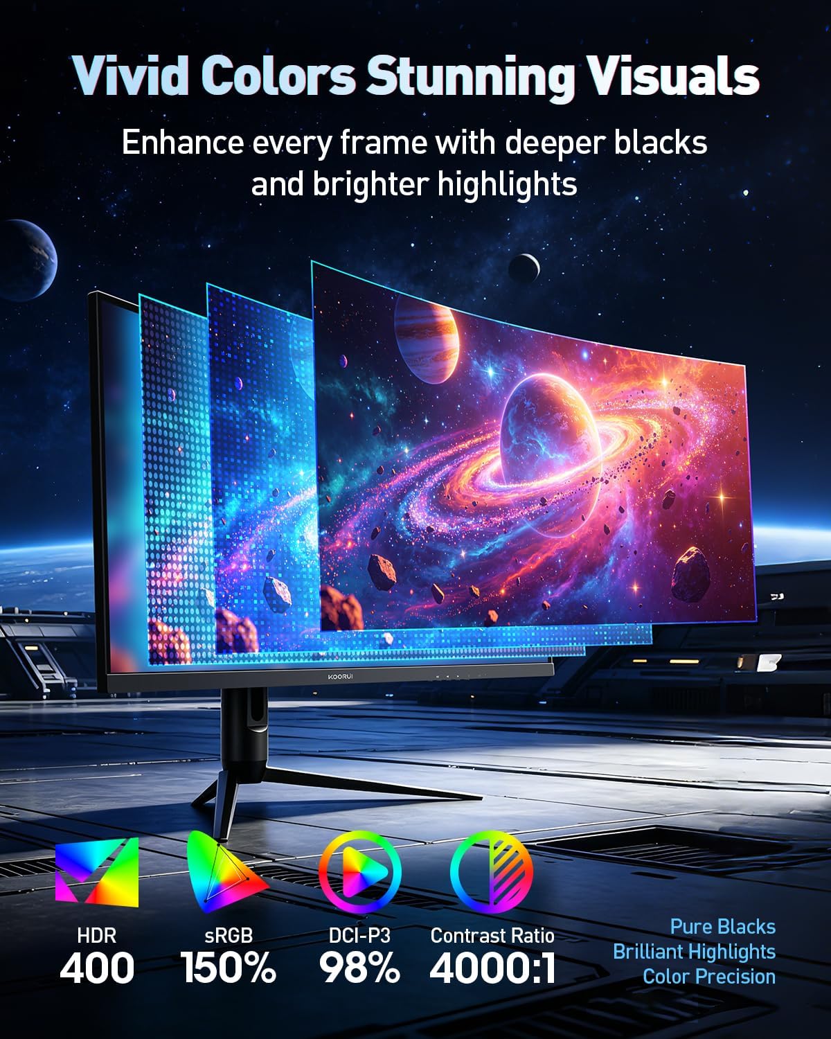 KOORUI 34' Ultrawide Curved Gaming Monitor, 240Hz, WQHD 3440×1440, 1500R Immersive Display, Adaptive Sync, 1ms, DIC-P3 98%, HDR400, HDMI 2.1/DP 1.4, VESA, for PC Gaming, Work & Play