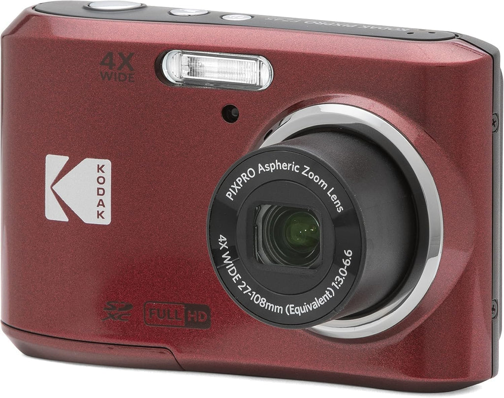 Kodak PIXPRO FZ45 Friendly Zoom 16MP Full HD Digital Camera, Bundle with 32GB Memory Card and Camera Bag, Flexible Tripod, and Card Reader (Red)