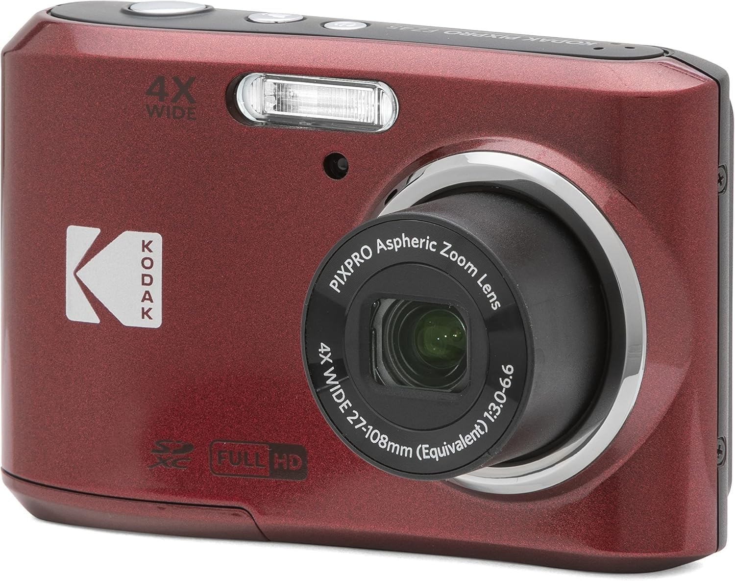 Kodak PIXPRO FZ45 Friendly Zoom 16MP Full HD Digital Camera, Bundle with 32GB Memory Card and Camera Bag, Flexible Tripod, and Card Reader (Red)