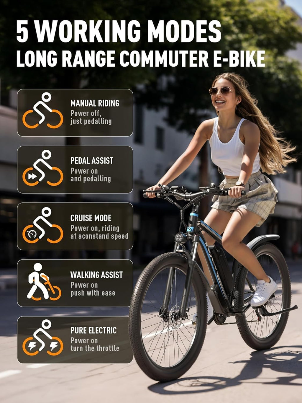 E·Bycco 29' Electric Bike for Adults, 48V 17.5AH, 1000W Peak Electric Mountain Bikes, 21-Speed Pedal Assist Ebikes, 34MPH 80 Miles Long Range Waterproof Commuter Electric Bicycle for Large Men