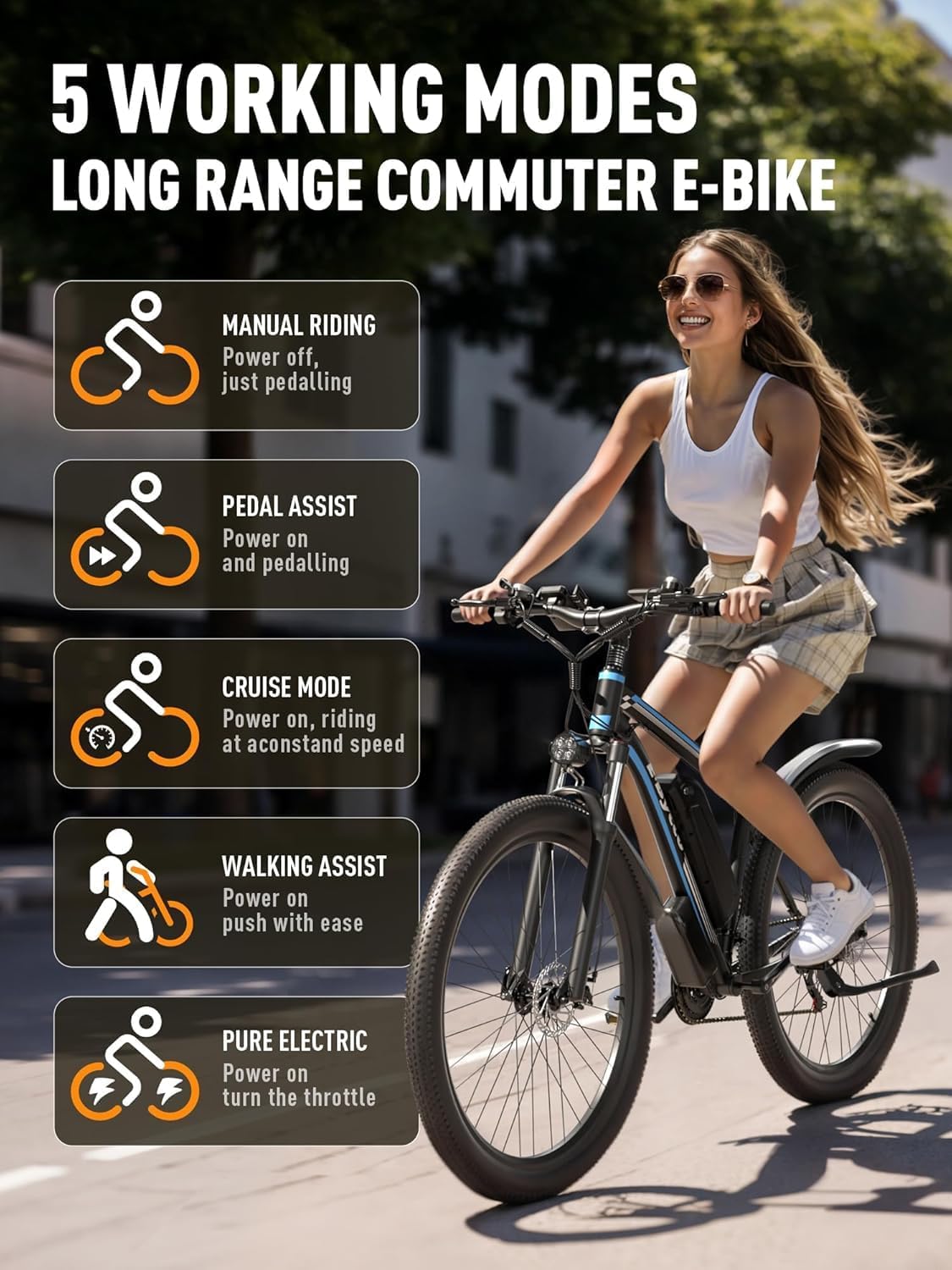 E·Bycco 29' Electric Bike for Adults, 48V 17.5AH, 1000W Peak Electric Mountain Bikes, 21-Speed Pedal Assist Ebikes, 34MPH 80 Miles Long Range Waterproof Commuter Electric Bicycle for Large Men