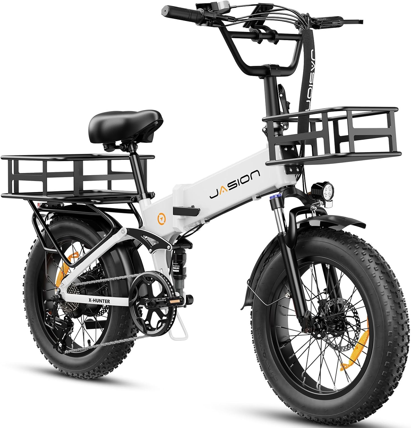 Jasion X Hunter/PRO Electric Bike for Adults,1800W/1400W Peak 20''Fat Tire Foldable Ebike,Folding E Bike Up to 80/70 Miles Range,720/624WH Removable Battery,30 MPH E Bike,Certified by UL2849