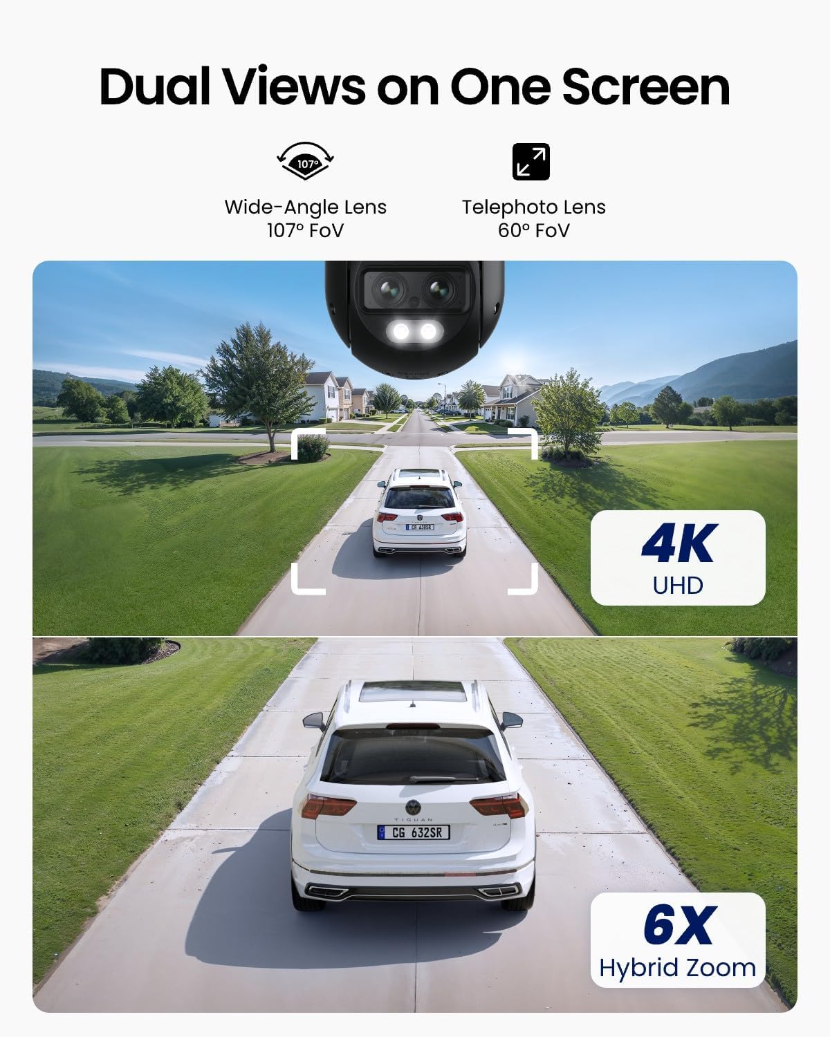 REOLINK 4K Wired WiFi Outdoor Camera, 8MP Dual Lens Security Camera, 360 PTZ Camera Auto Tracking, 2.4/5GHz Wi-Fi Smart Person/Vehicle Detection, 6X Hybrid Zoom, Color Night Vision, TrackMix WiFi