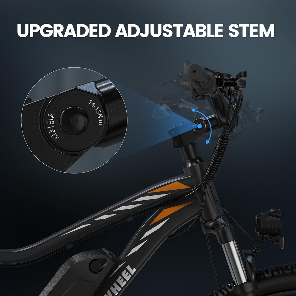5TH WHEEL Mate Electric Bike for Adults, 1000W Peak Motor, 23MPH Top Speed, 468WH Removable Battery, 26 inch Commuting & Mountain E-Bike with Color LCD Display, 7-Speed Gears & Adjustable Stem Bicycle