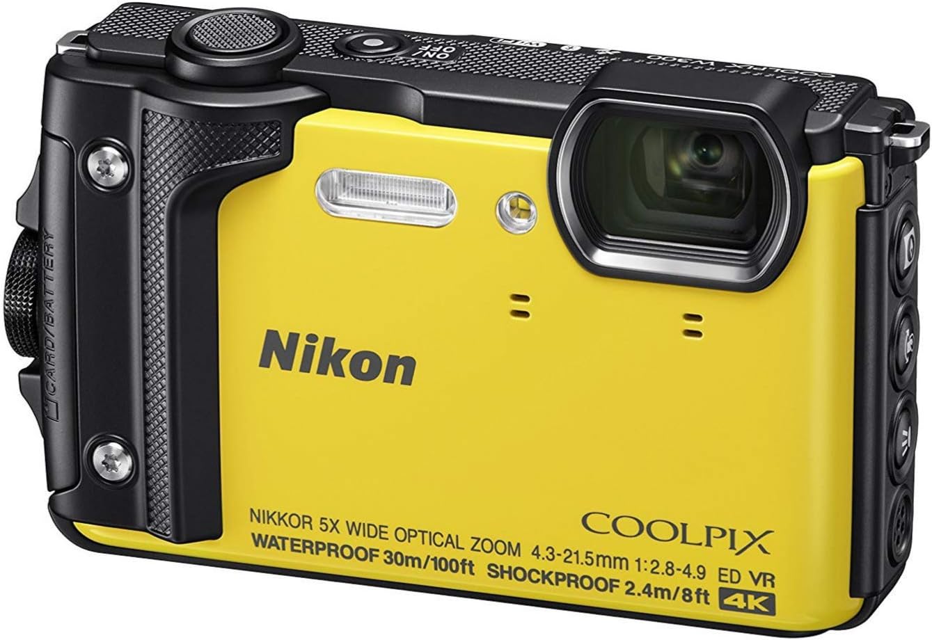 Nikon W300 Waterproof Underwater Digital Camera with TFT LCD, 3', Yellow (26525)