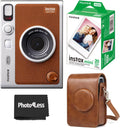 Fujifilm Instax Mini EVO Hybrid Brown Instant Camera Bundle with Case Compatible with Fujifilm Instax Mini EVO + Fujifilm Instax Mini Twin Pack Instant Film (16437396)