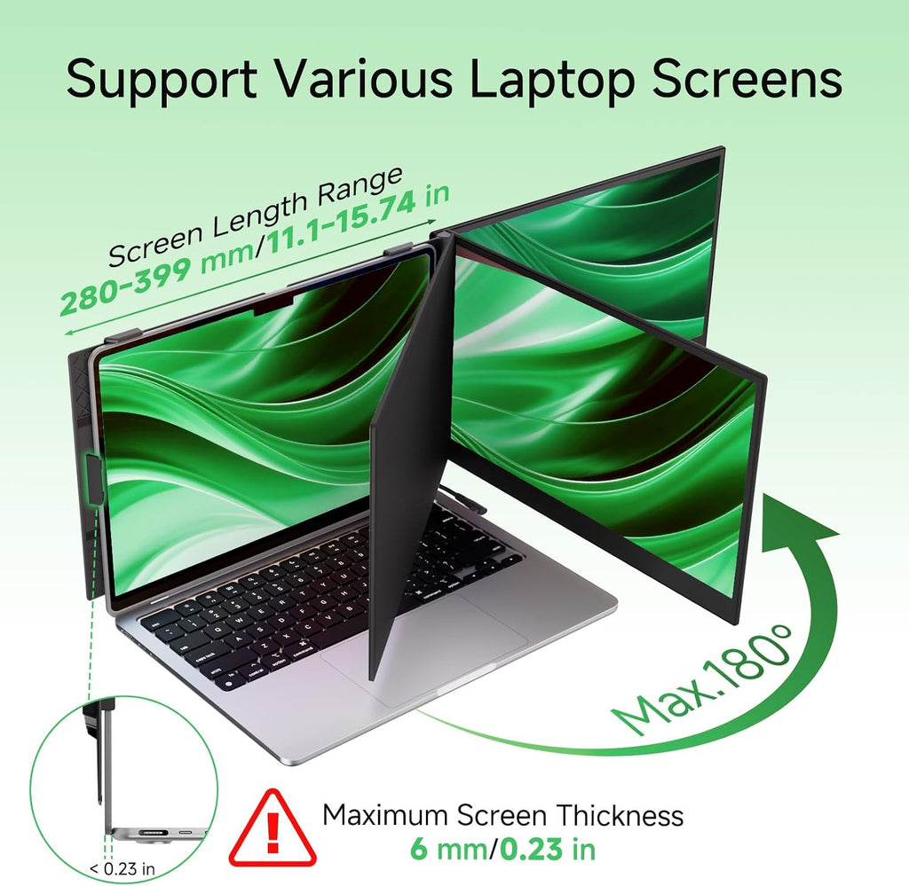 Laptop Screen Extender - 14' Ultra Thin and Light Travel Monitor for Laptop FHD 1080P Portable Second Monitor IPS Screen Display Plug & Play for Mac Windows Android iOS