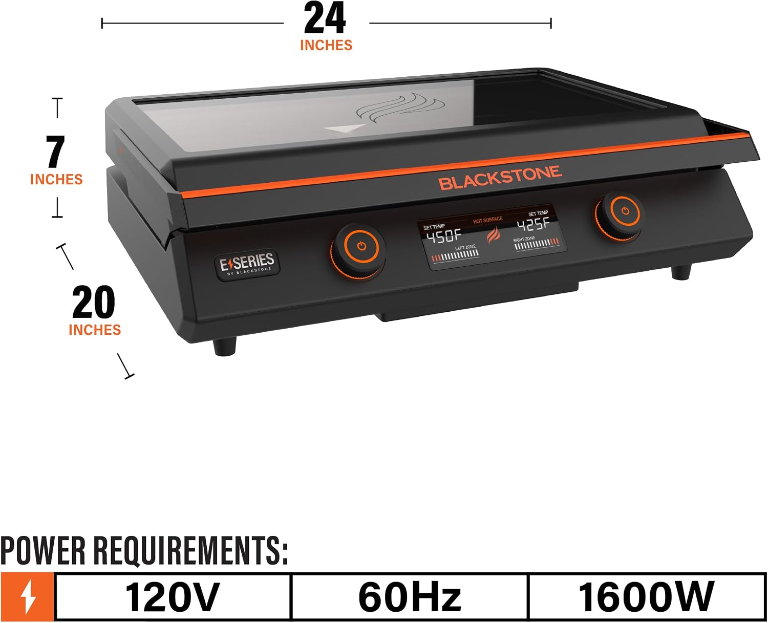Blackstone 22-Inch Electric Griddle - 1600W Non Stick Ceramic Titanium Coated Stainless Steel Tabletop Griddle with EZ-Touch Control Dial, LCD Display, Patented Rotate & Remove Glass Hood - 8001