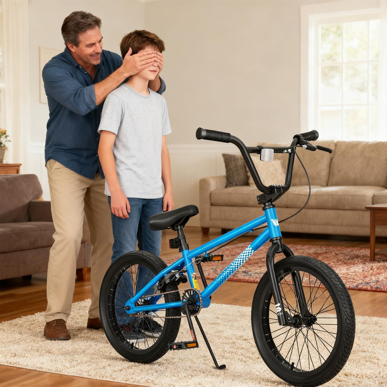 KORIMEFA Freestyle BMX Bike 18 20 inch Kids Boys Trick Bicycle for 7-12 Years Old, Hi-Ten Steel Frame, Beginner-Level to Advanced Riders