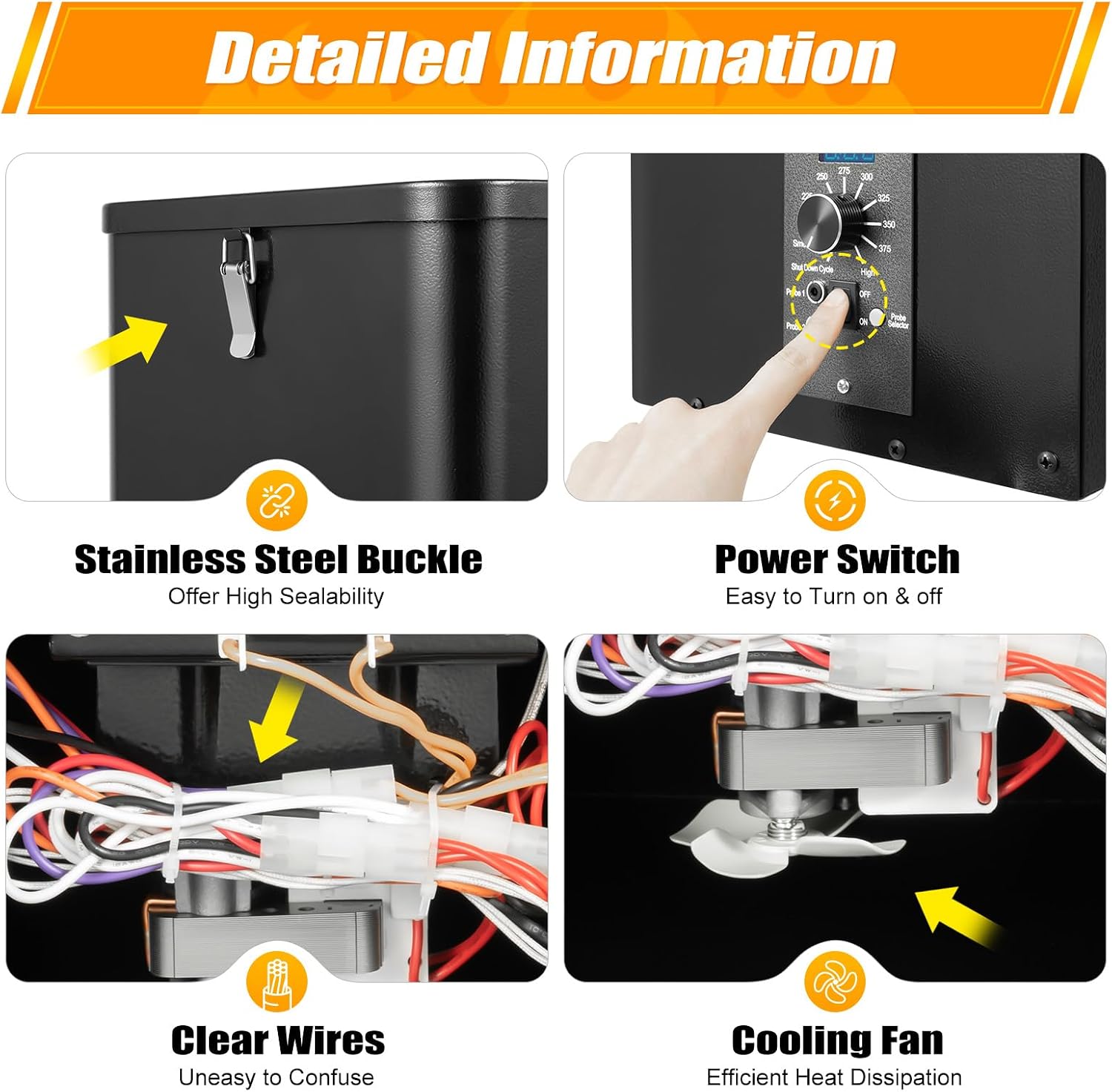Pellet Smoker Hopper Assembly Kit, 250W 120V Electric Wood Pellet Grill Vertical Pellet Smoker Conversion Kit with Digital Temperature Controller for BBQ Smoke Bake Roast, 180℉- 500℉ Adjustment