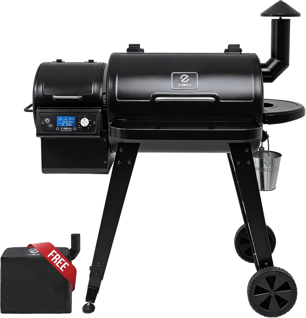 Z GRILLS Wood Pellet Grill & Smoker, PID V3.0 Controller, Meat Probe, 8 in 1 Outdoor BBQ Grill Auto Temperature Control, 459 Sq in Black, 450A
