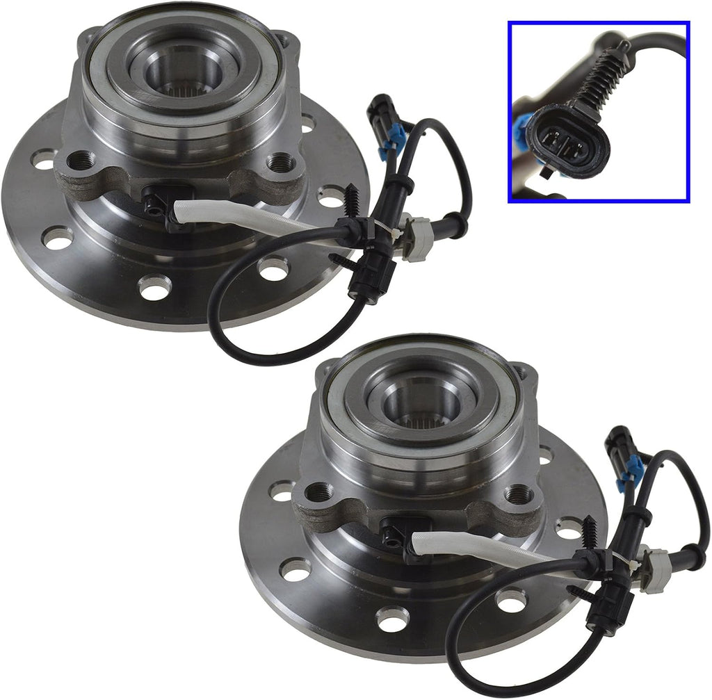 TRQ Front Driver and Passenger Side Wheel Bearing and Hub Assembly Set 2 Piece Compatible with 96-00 Chevrolet K2500 4WD with 8 Lug Wheels 96-00 K3500 4WD 96-99 GMC K1500 4WD with 8 Lug Wheels