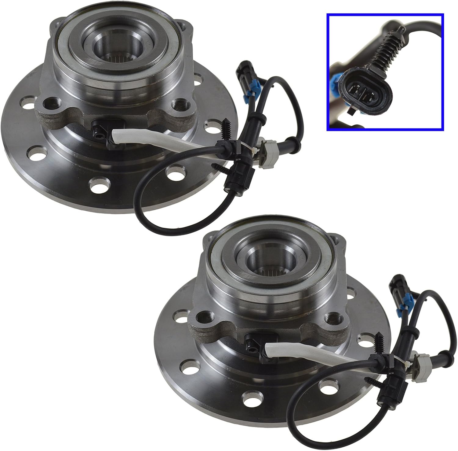 TRQ Front Driver and Passenger Side Wheel Bearing and Hub Assembly Set 2 Piece Compatible with 96-00 Chevrolet K2500 4WD with 8 Lug Wheels 96-00 K3500 4WD 96-99 GMC K1500 4WD with 8 Lug Wheels