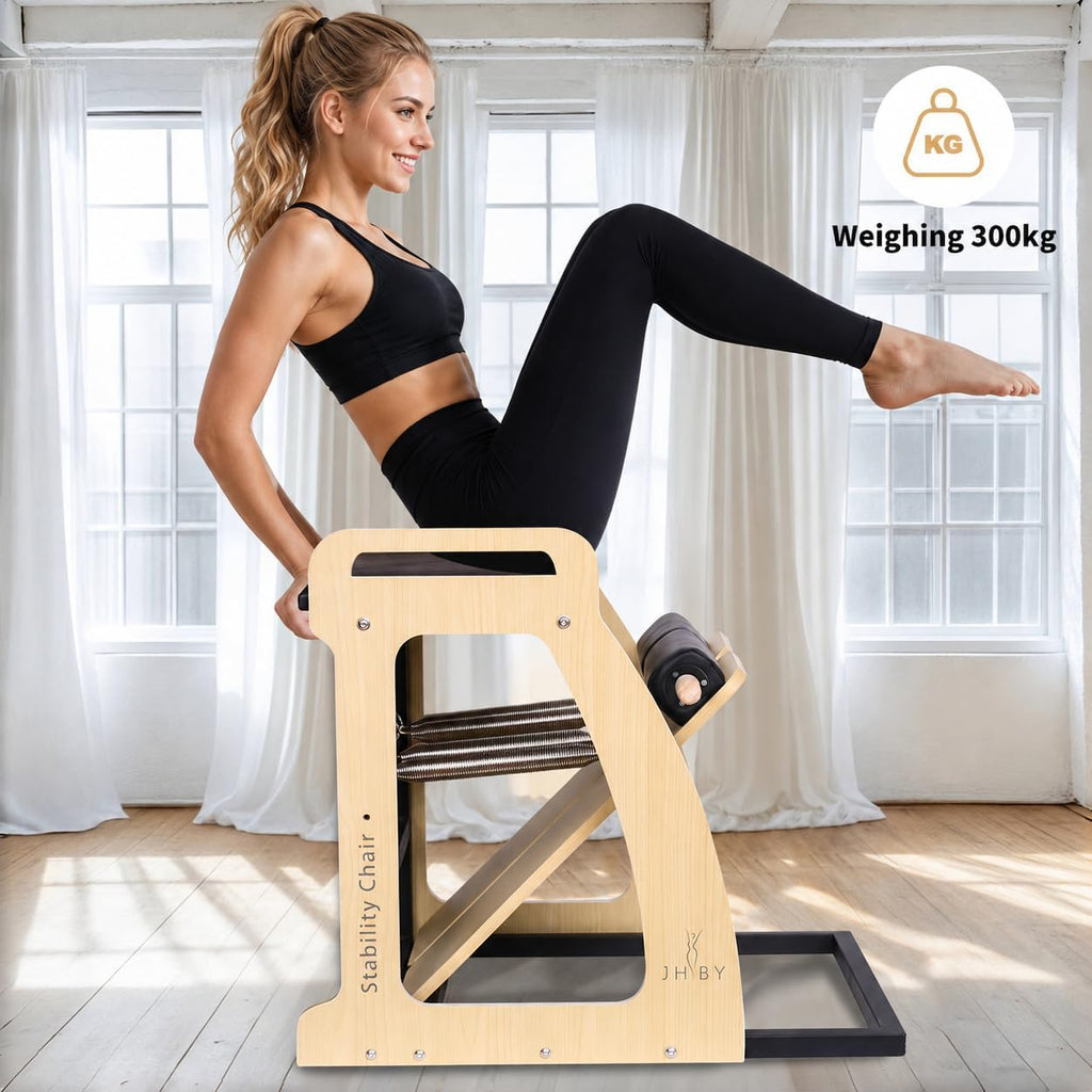 Pilates Chair, Pilates Chair for Home Workouts, Sturdy Metal Frame, Pilates Stability Chair, Yoga Fitness Trainer, Pilates Reformer Machine (Black)
