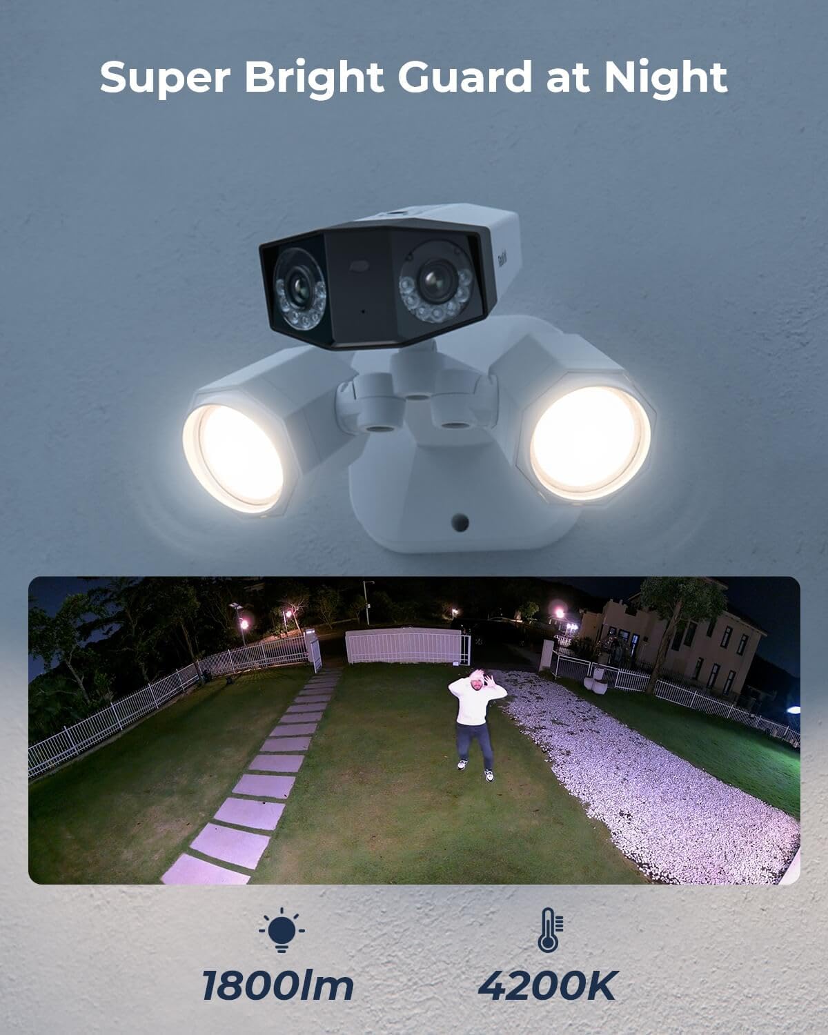 REOLINK Duo Floodlight PoE, 4K Dual-Lens Security Camera, Outdoor PoE IP Camera with 180° Ultra-Wide Angle, 1800 Lumen Floodlight, Human/Vehicle/Pet Detection, Two Way Talk, Waterproof