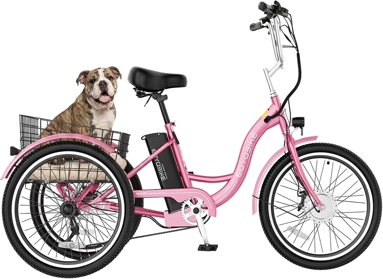 MOONCOOL Adult Electric Tricycle, 350W Front Drive Motor (Peak 700W), 15.5MPH E-Trike, Removable 36V 10.4Ah Battery, Max 60 Miles, 7-Speed 3 Wheel Electric Bike
