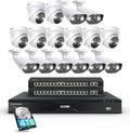 ZOSI 32CH 4K PoE Security Camera System, Face Person Vehicle Detection, 2 Way Audio, Spotlight Siren, 16pcs 8MP Outdoor Indoor IP Cameras, 32 Channel 4K NVR with 4TB HDD for 24/7 Recording