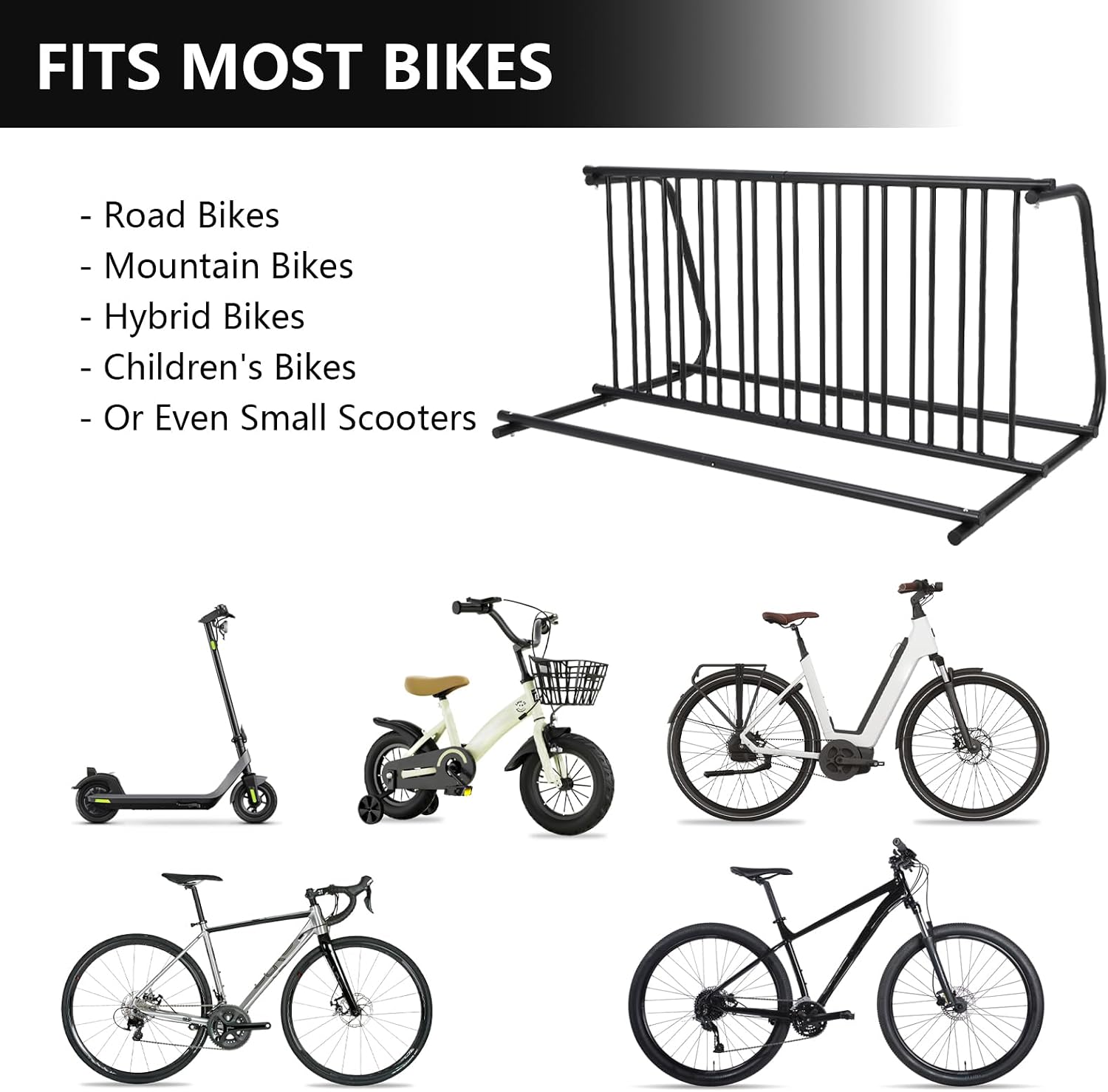 Garvee Commercial Floor Bike Rack Stand, Grid Bike Rack Ground, 10-Bike Capacity Dual Sided Bicycle Storage Stand Floor Parking Stand for Garages, Stores, Schools & Universities Power Coated Steel