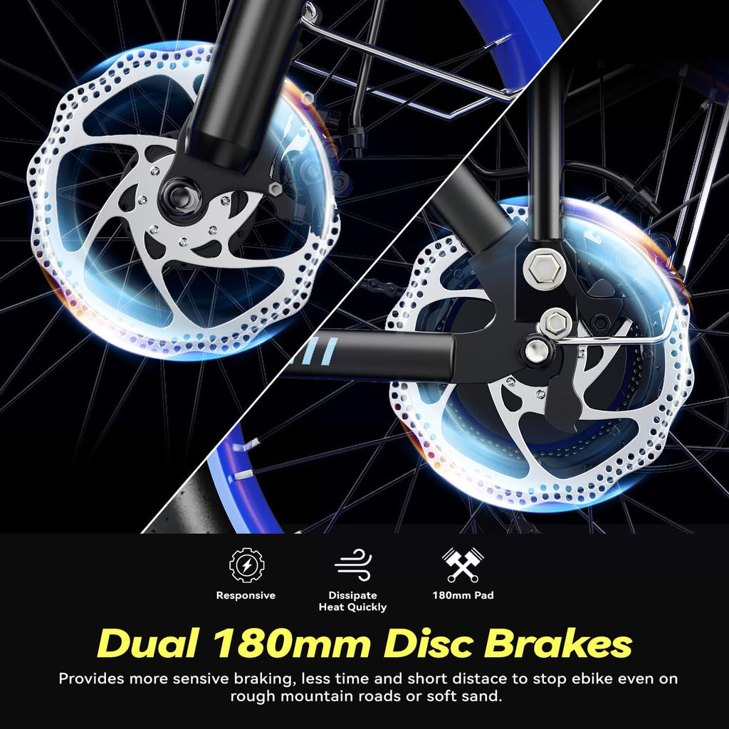 Foldable Electric Bike for Adults, 48V 20Ah Removable Lithium Battery up to 80Miles, 20' Fat Tire 1000W Peak Motor Dirt Ebike Adult Electric Bicycle for Commute Beach Mountain E Bike