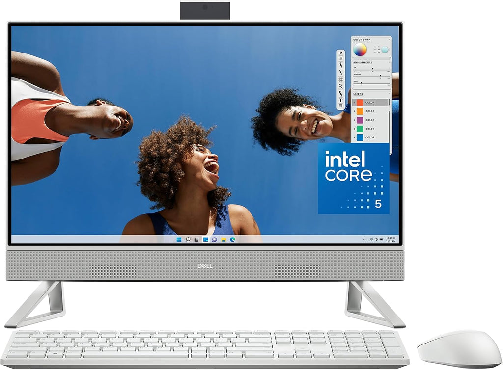 Dell Inspiron 5430 All in One Desktop - 23.8-inch FHD (1920 x 1080) Display, Intel Core 5-120U, 8GB DDR4 RAM, 512GB SSD, Intel Graphics, Windows 11 Home, Onsite & Migrate Service - White