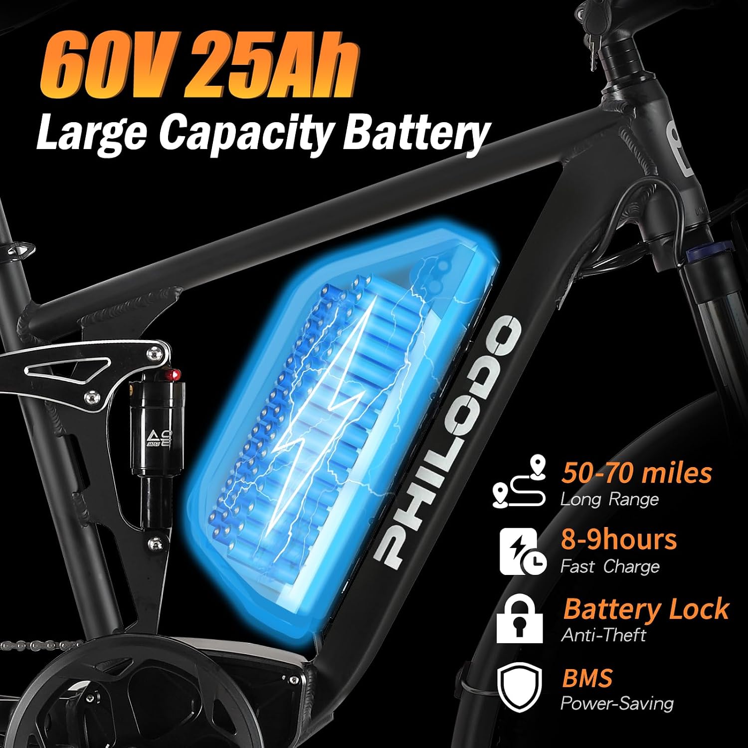 5000w Dual Motor E-Bike 60V Electric Bike for Adults,45 MiIe P-Hour Full Suspension Hydraulic Disc Brakes EBike,26/24x4 Fat Tires Mountain Bikes for All Terrain Snow/Sand