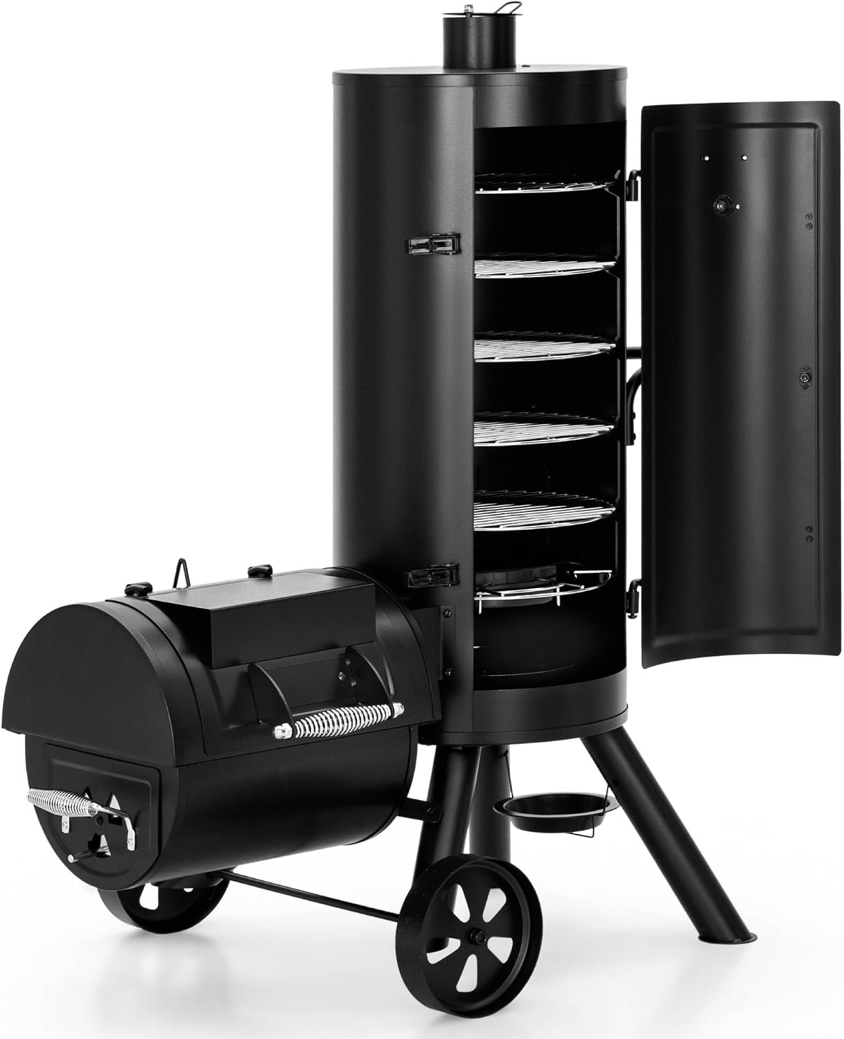 MFSTUDIO Vertical Offset Smoker Grill, Extra Large Barrel Charcoal Grill with Smoker Combo for BBQ Smoking, 961 SQ.IN.