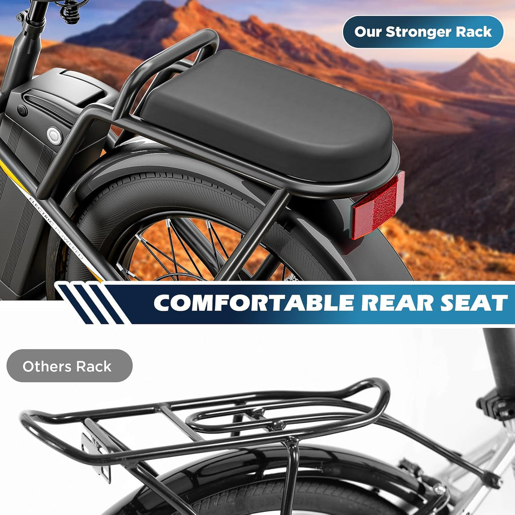 Caroma Peak 500W/800W/1200W Electric Scooter with Seat, 20' Fat Tire Electric Bike with 48V Removable Battery, Up to 30Miles & 20MPH, Adult Scooter for Commuting with Basket&Adjustable Seat